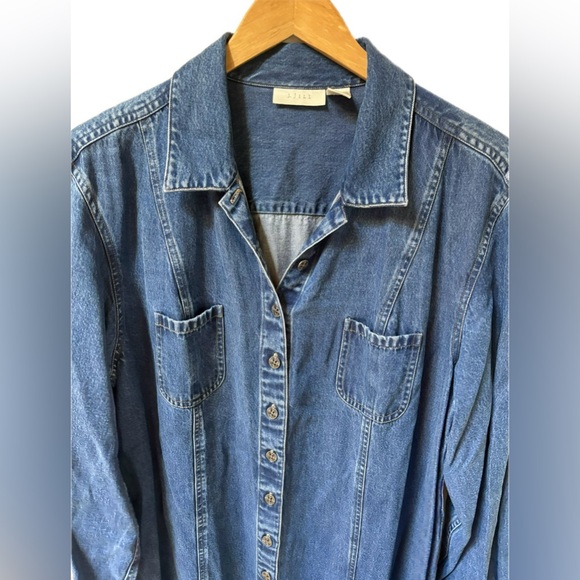 J JILL 100% Tencel Button Front Indigo Shirt Dress - Picture 2 of 4